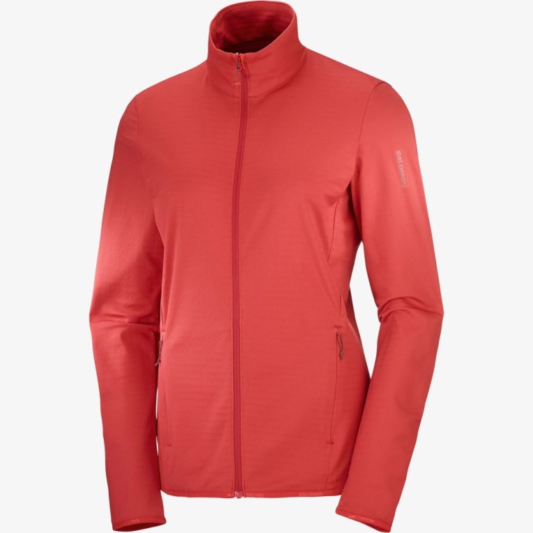 Chaquetas Salomon Essential Lightwarm Full Zip Mujer Rojos | MX WZTM892
